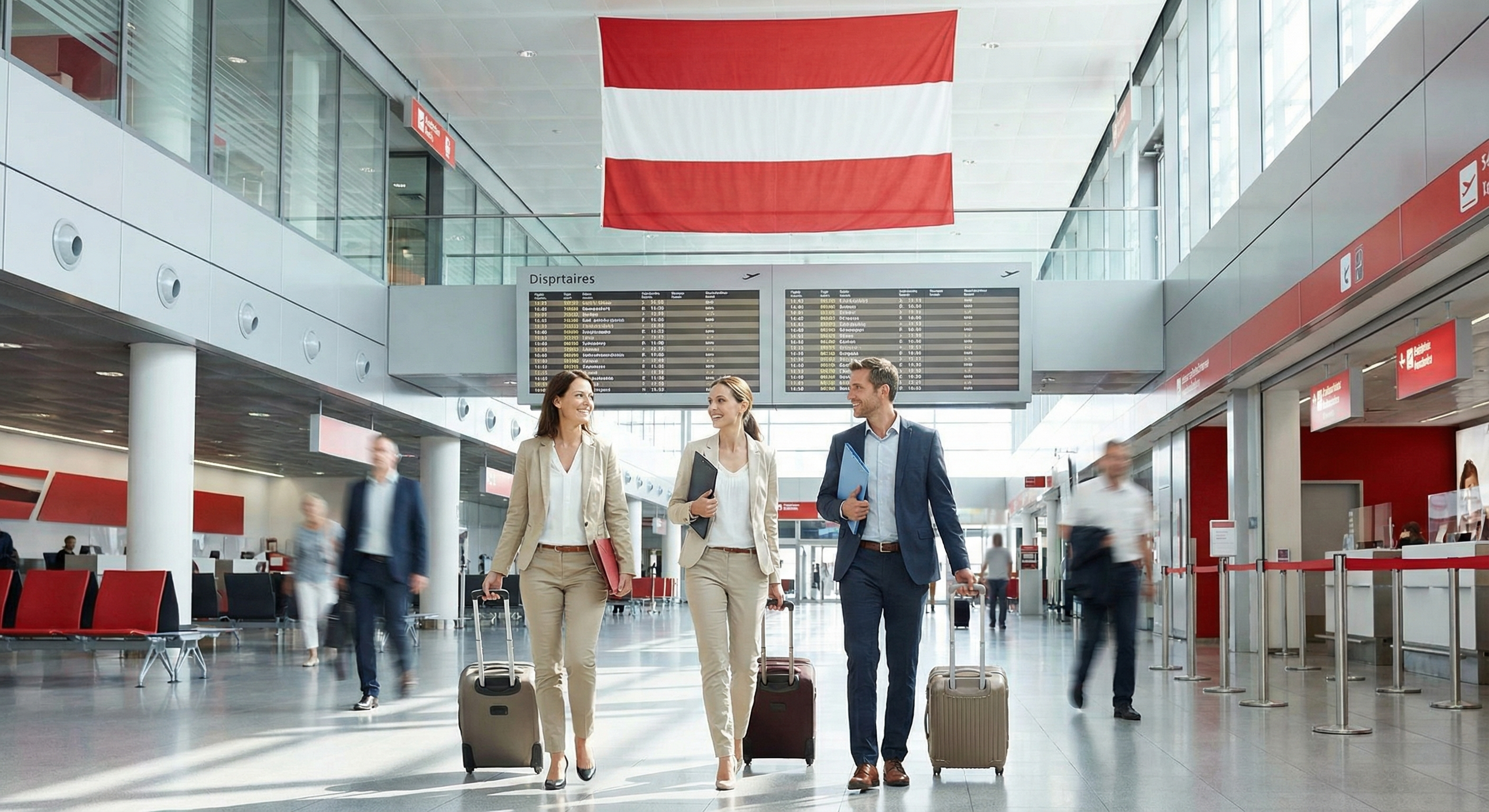 Österreichische Flagge an einem Flughafen
